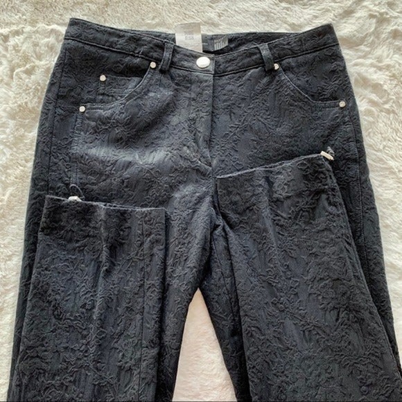 Javier Simmora Cropped Jacquard Pants Black Size 2 - Picture 7 of 8